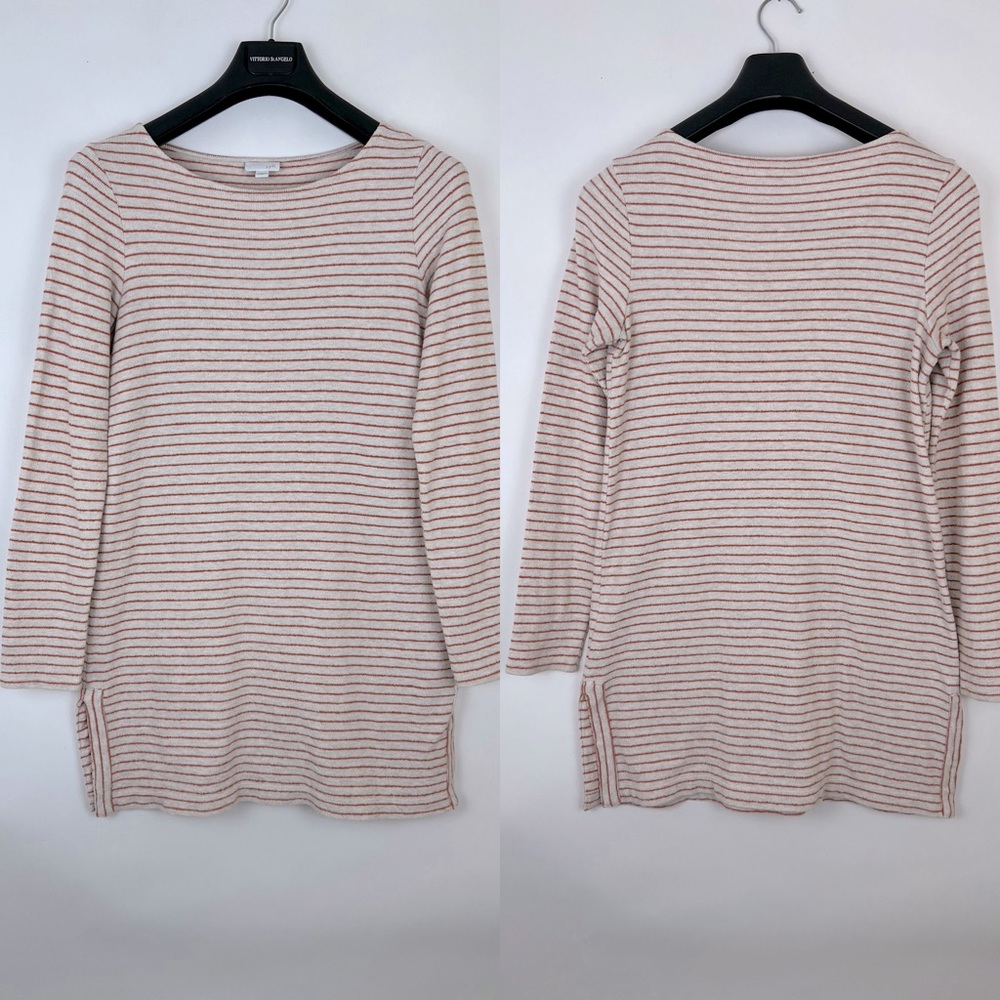 J. Jill Woman’s Sweater Knit Pullover Long Sleeve Tan And Orange Stripe … - Picture 2 of 10